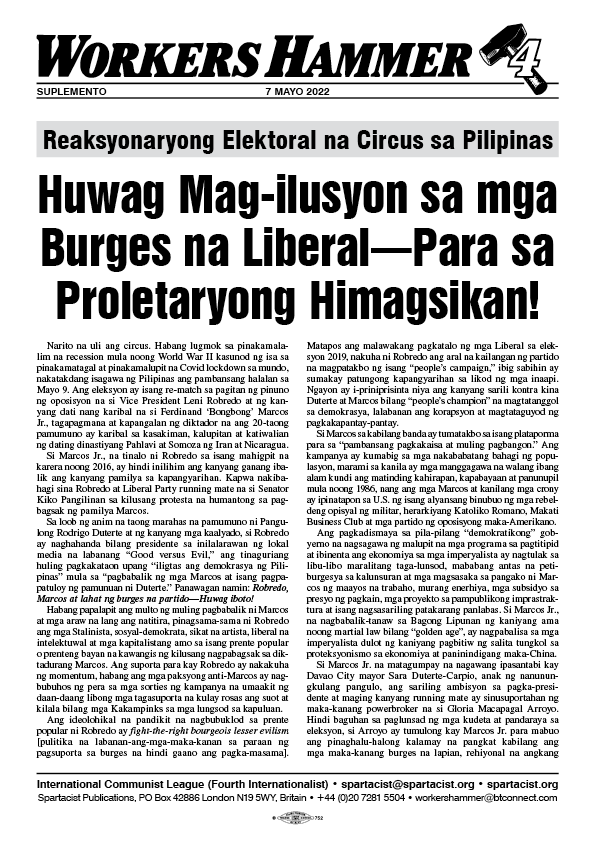 Spartacist (Tagalog) Extra  |  7. Mai 2022