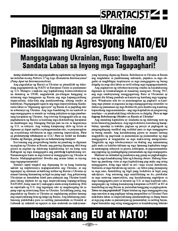Spartacist (Tagalog) Extra  |  18. März 2022