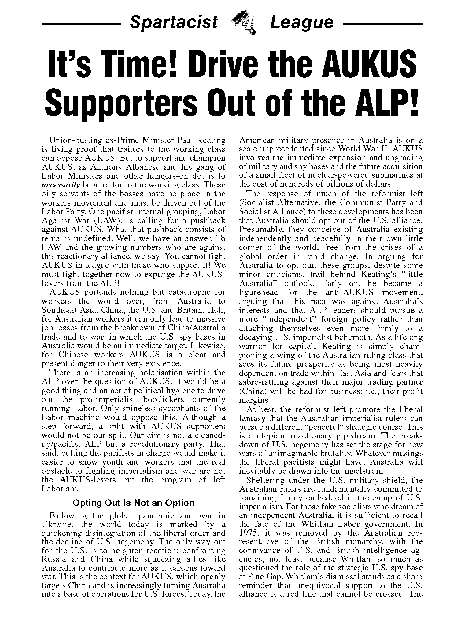 Spartacist League of Australia Statements  |  2023年8月13日