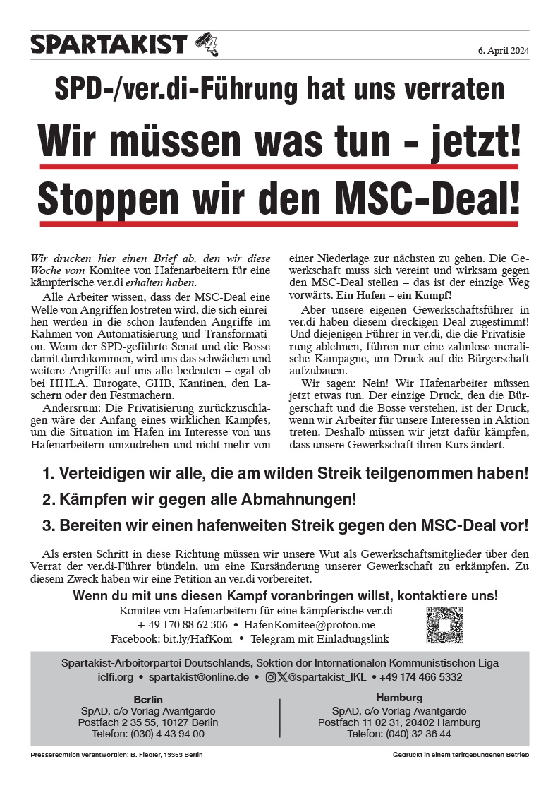 Wir müssen was tun - jetzt! | Stoppen wir den MSC-Deal!  |  6. April 2024
