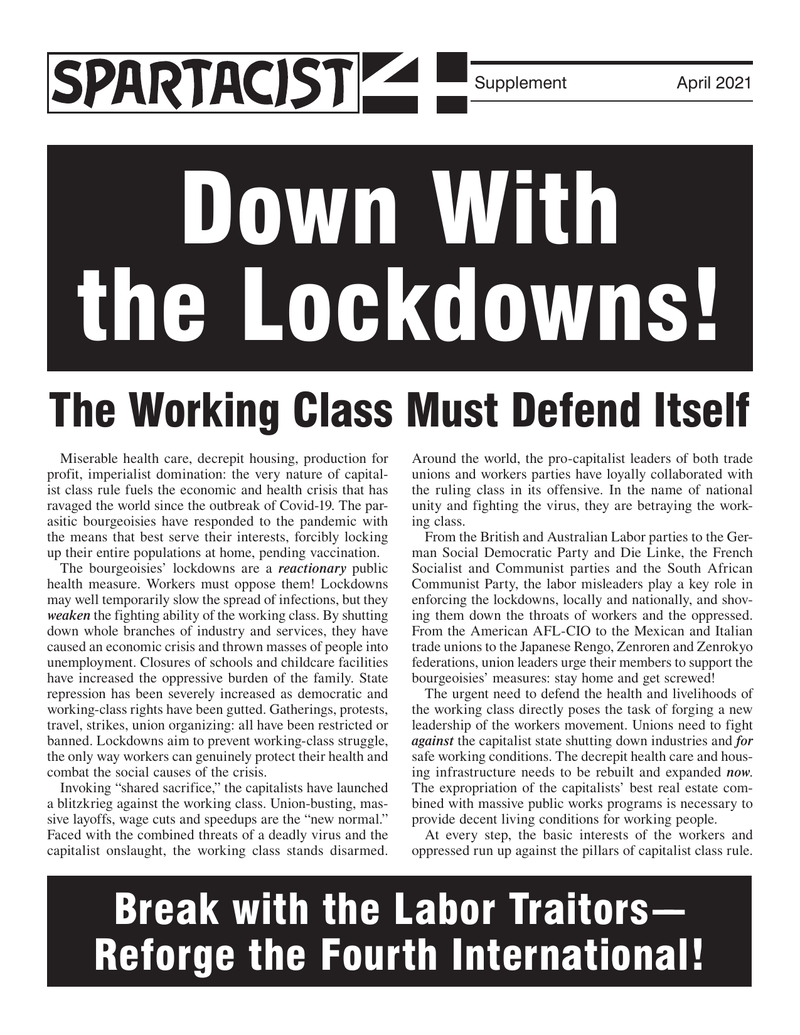 Down With the Lockdowns! - The Working Class Must Defend Itself  |  19 Απριλίου 2021
