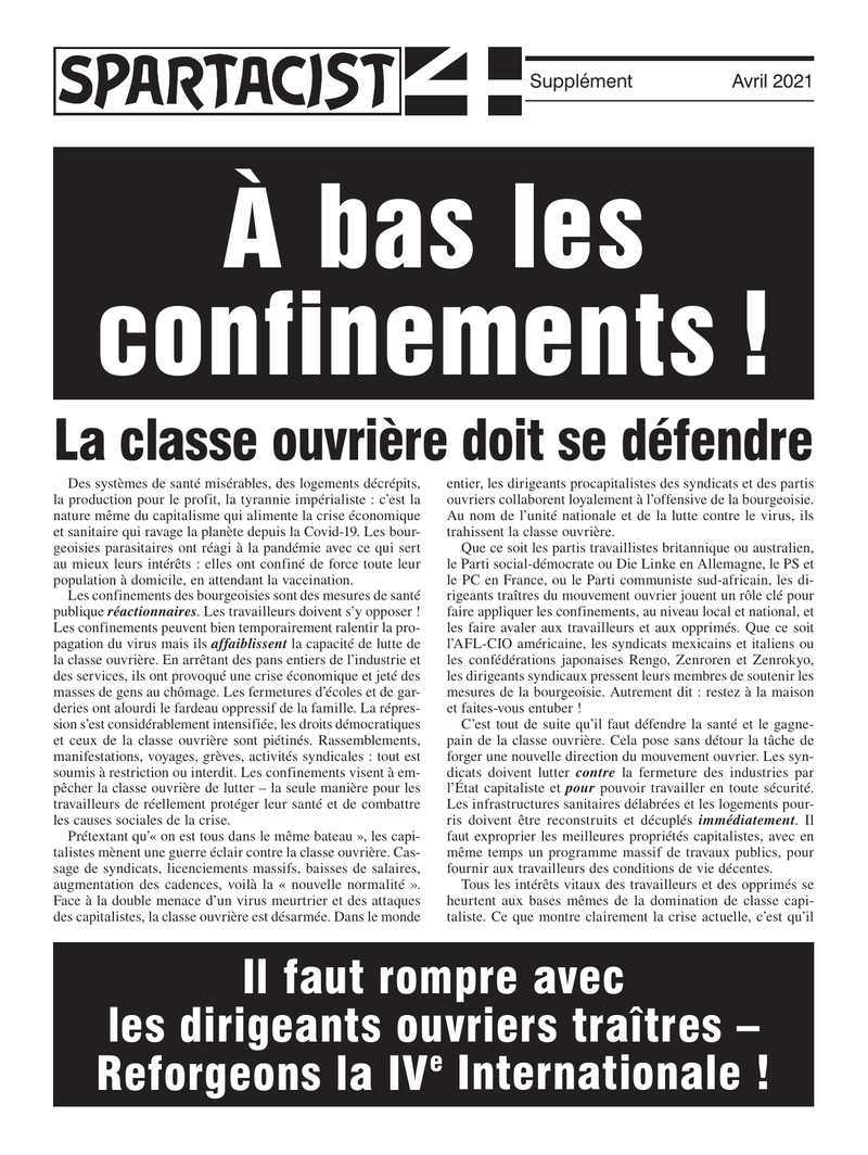 Spartacist (édition en Français) 增刊  |  2021年4月19日