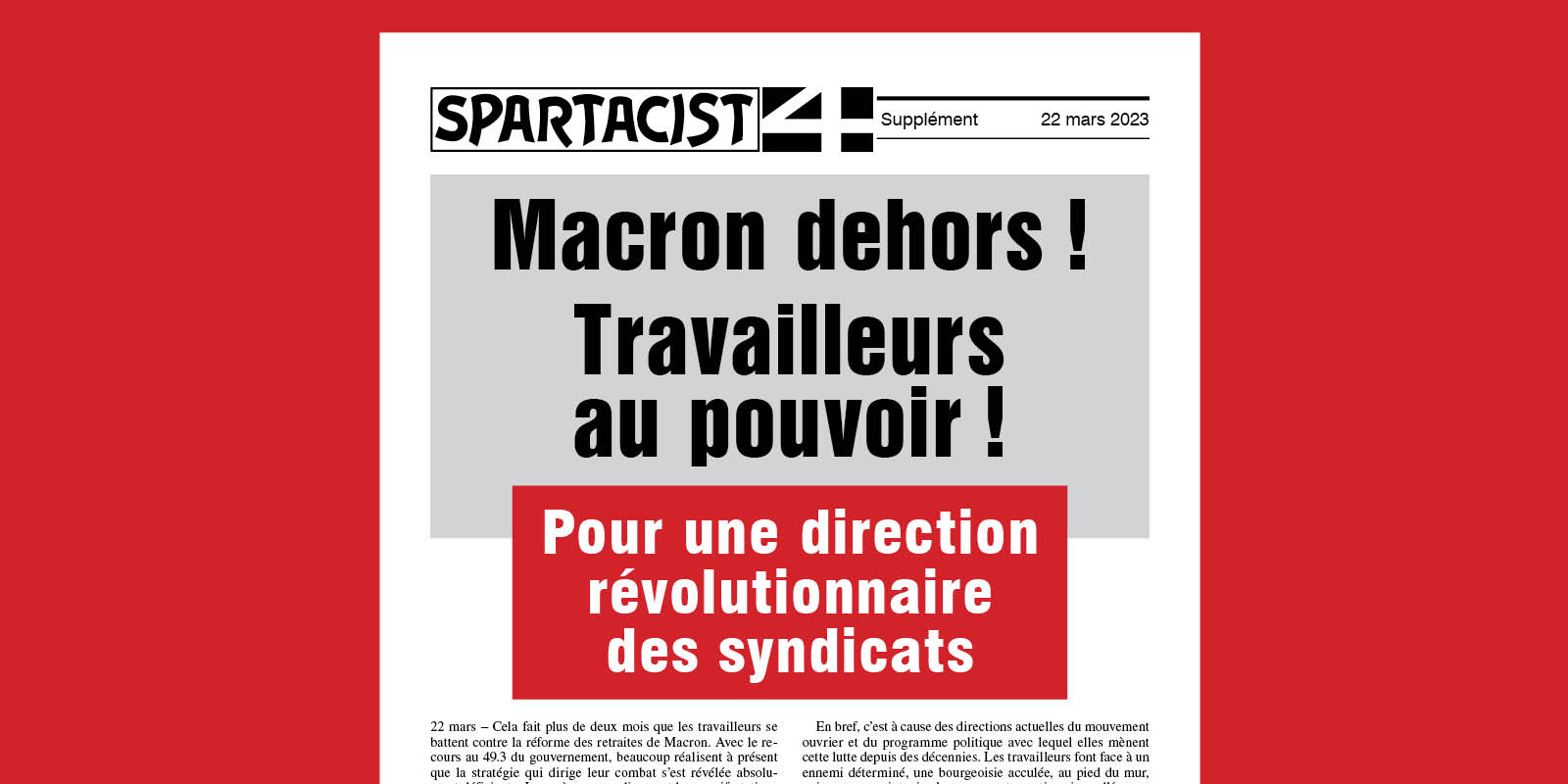 Macron dehors ! Travailleurs au pouvoir ! Pour une direction révolutionnaire des syndicats