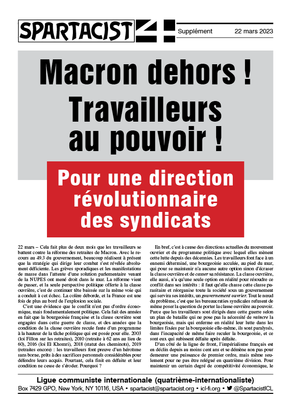 Spartacist (édition en Français) Extra  |  22. März 2023
