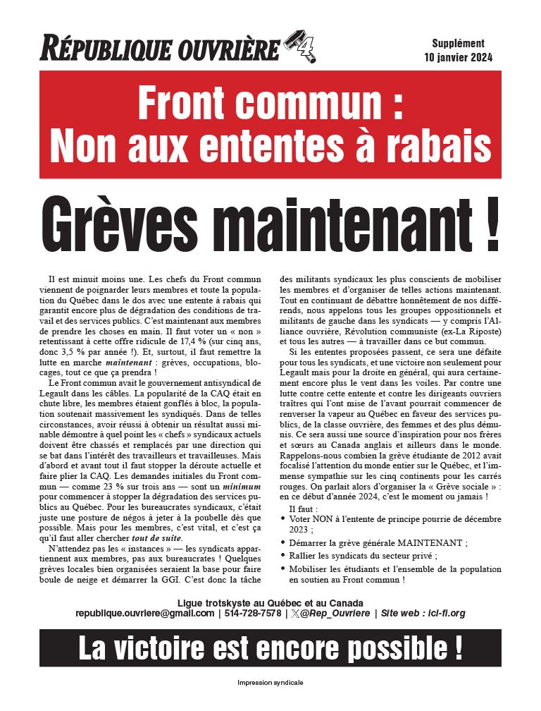 République ouvrière supplement  |  10 January 2024