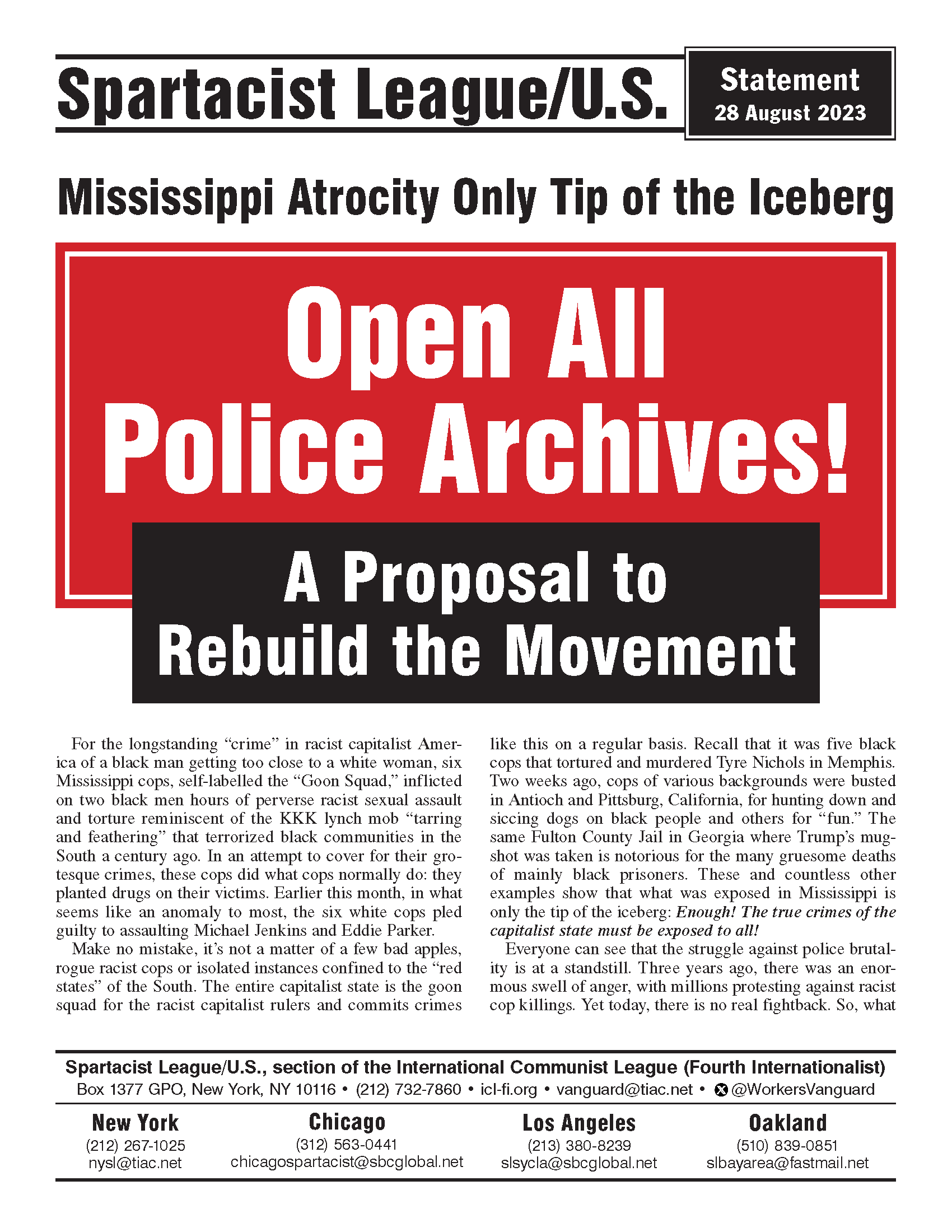 Open All Police Archives!  |  28 August 2023