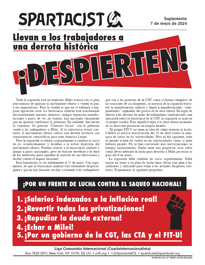 Spartacist (edición en español) supplement  |  7 May 2024
