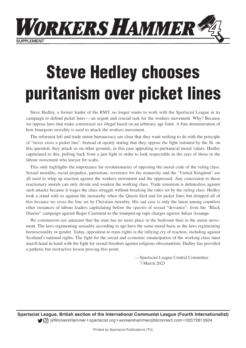 Steve Hedley chooses puritanism over picket lines  |  7 March 2023