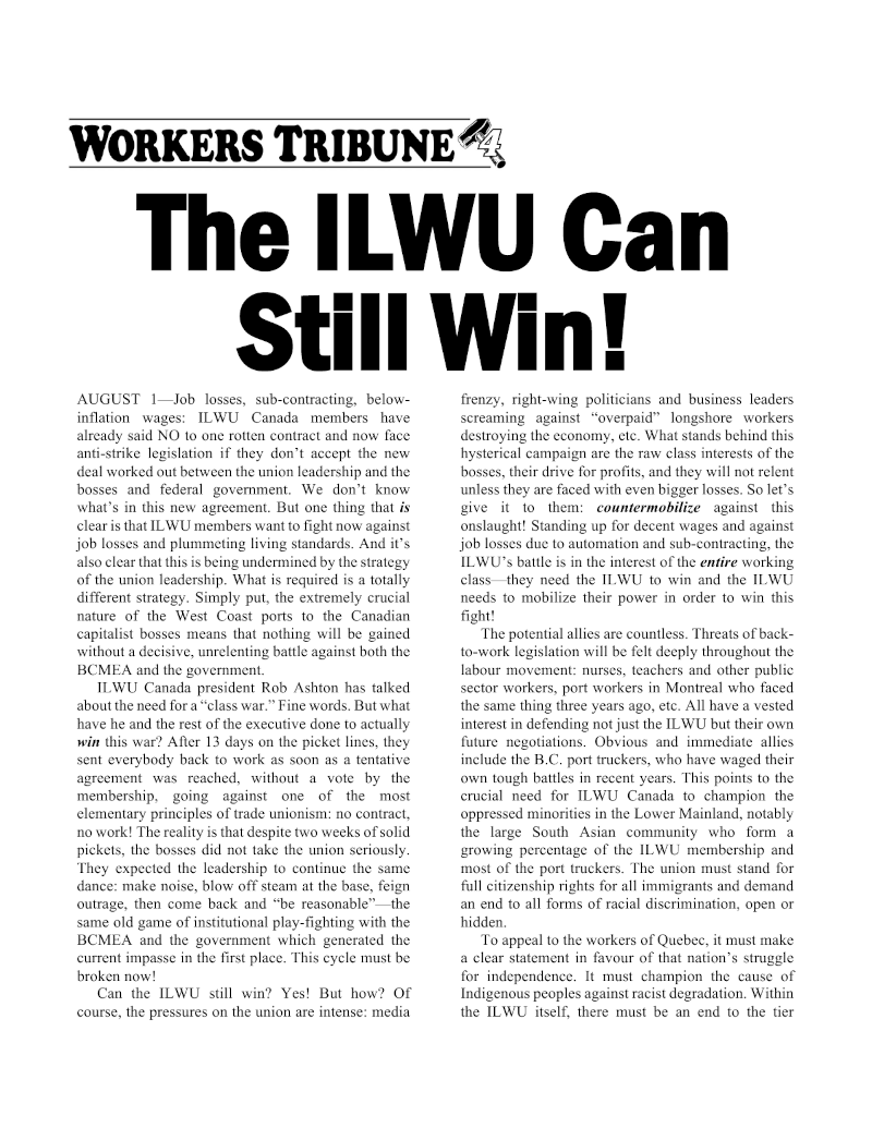 Workers Tribune supplement  |  1 August 2023