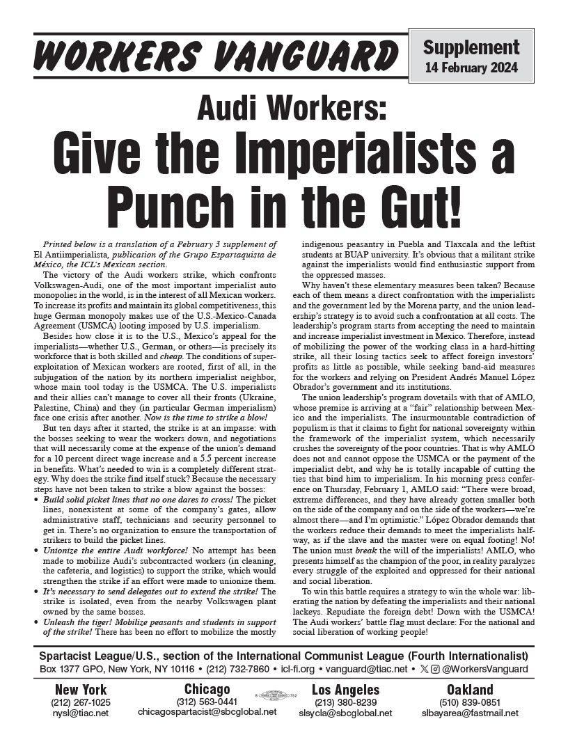 Audi Workers: Give the Imperialists a Punch in the Gut!  |  14 February 2024